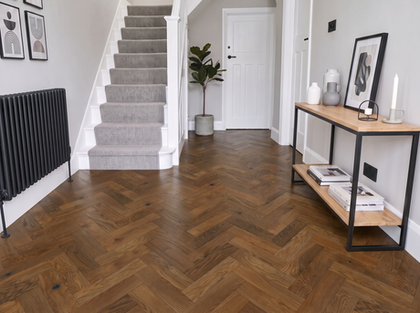 Pyrenees Smoked Engineered Herringbone Parquet Flooring – Brushed & Lacquered - 90mm Wide