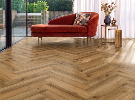 Severn Herringbone Parquet SPC Waterproof Vinyl Flooring - 126mm Wide - 8mm Thick