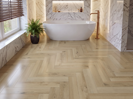 Skyway Herringbone Parquet SPC Waterproof Vinyl Flooring - 126mm Wide - 8mm Thick