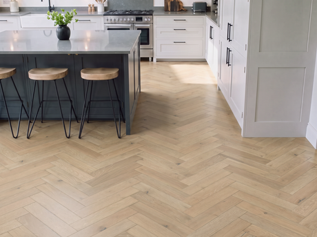 St Gallen White Oak Herringbone Parquet Engineered Wood Flooring – Brushed & Lacquered - 90mm Wide