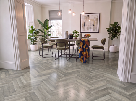 St James Park Laminate Herringbone Parquet Flooring – 12mm Thick – AC4 Rated