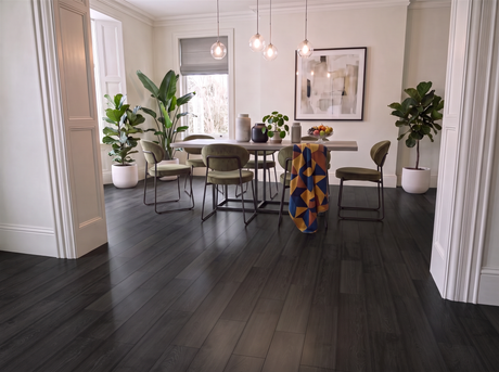 Stavanger Oak Plank Engineered Wood Flooring – Black Brushed & Lacquered - 150mm Wide