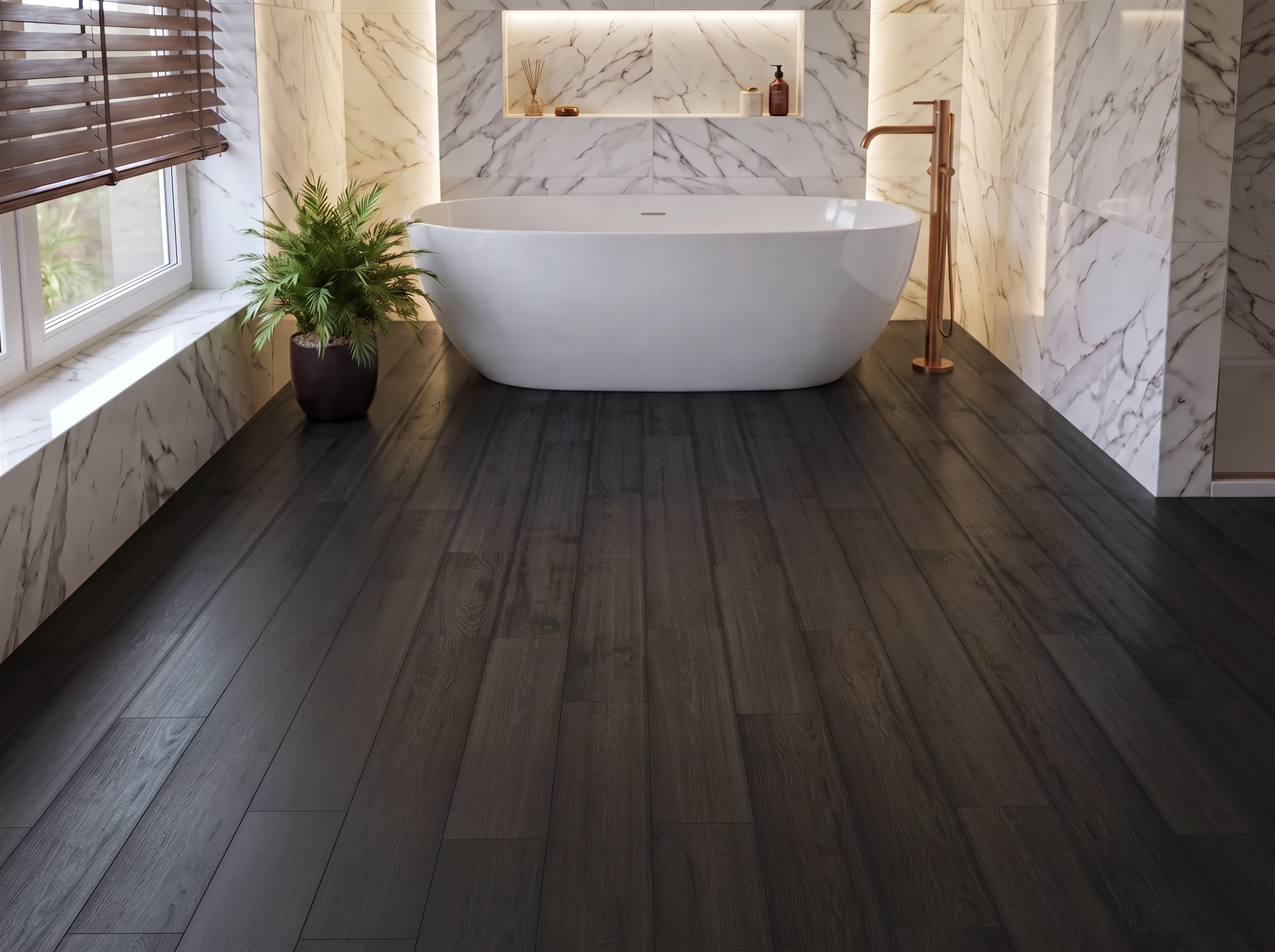 Stavanger Oak Plank Engineered Wood Flooring – Black Brushed & Lacquered - 150mm Wide