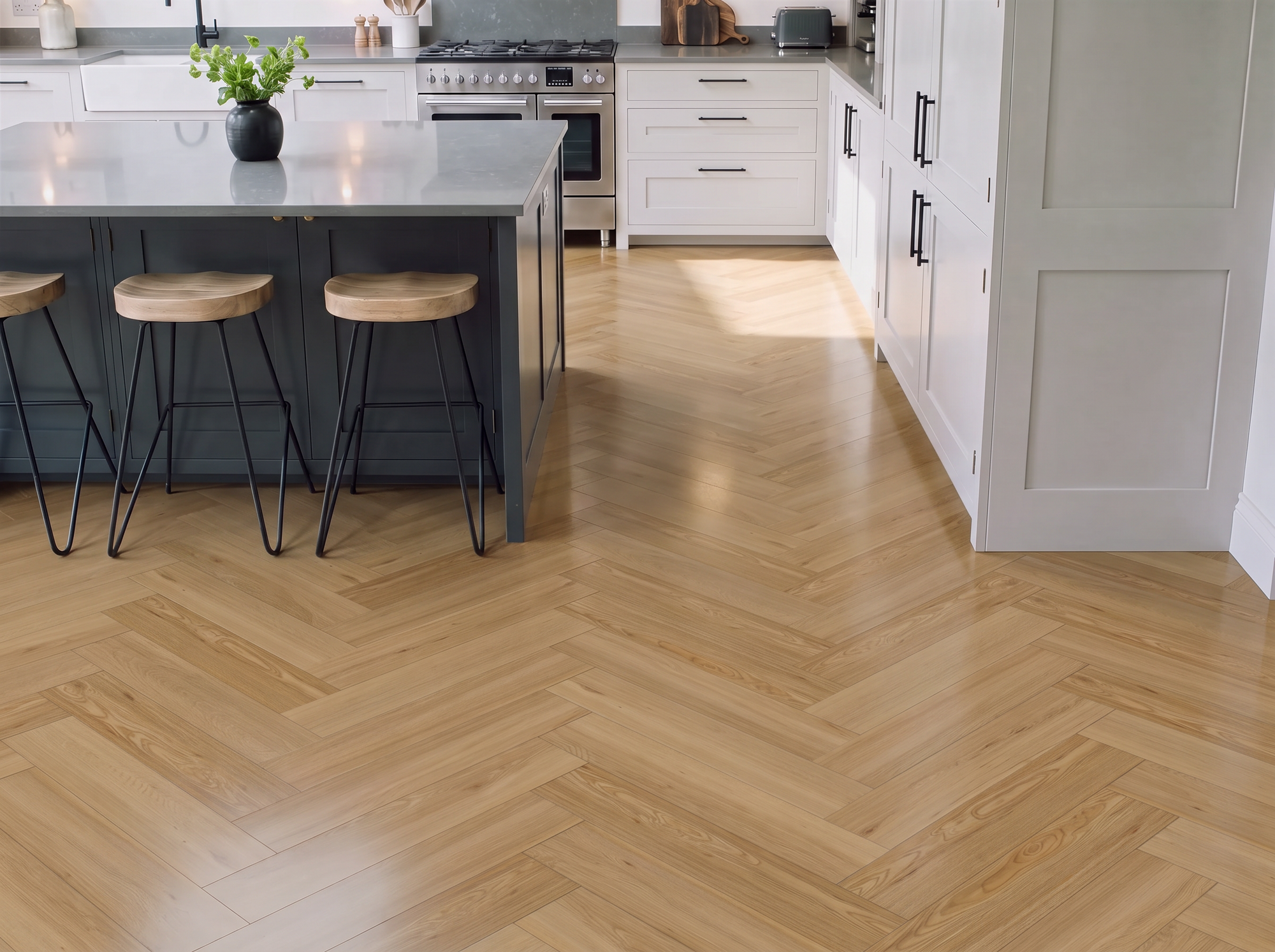Sundial Herringbone Parquet SPC Waterproof Vinyl Flooring - 126mm Wide - 8mm Thick