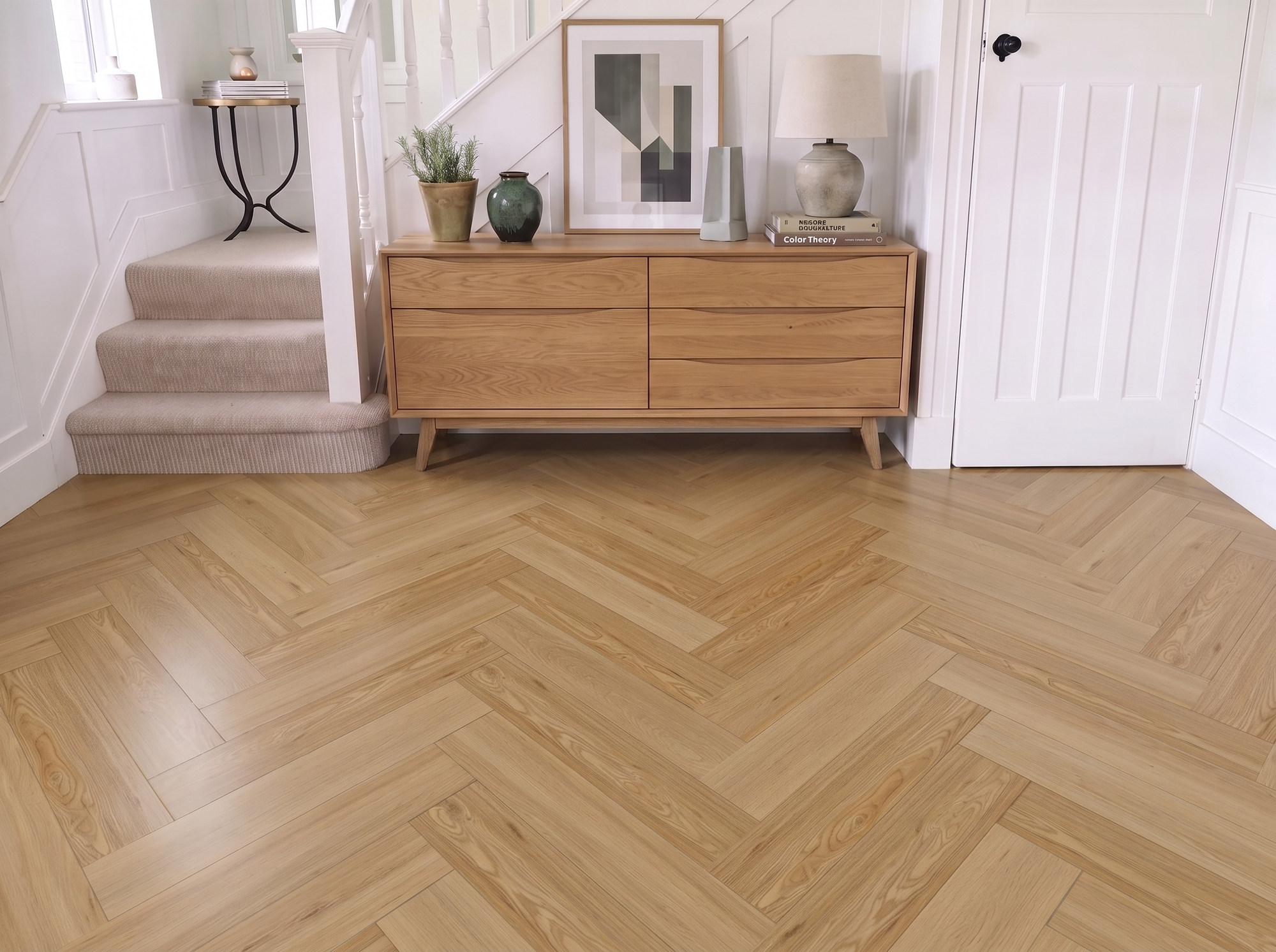 Sundial Herringbone Parquet SPC Waterproof Vinyl Flooring - 126mm Wide - 8mm Thick