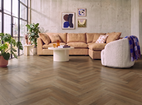Vista Herringbone Parquet SPC Waterproof Vinyl Flooring - 126mm Wide - 8mm Thick