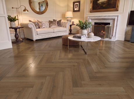 Vista Herringbone Parquet SPC Waterproof Vinyl Flooring - 126mm Wide - 8mm Thick