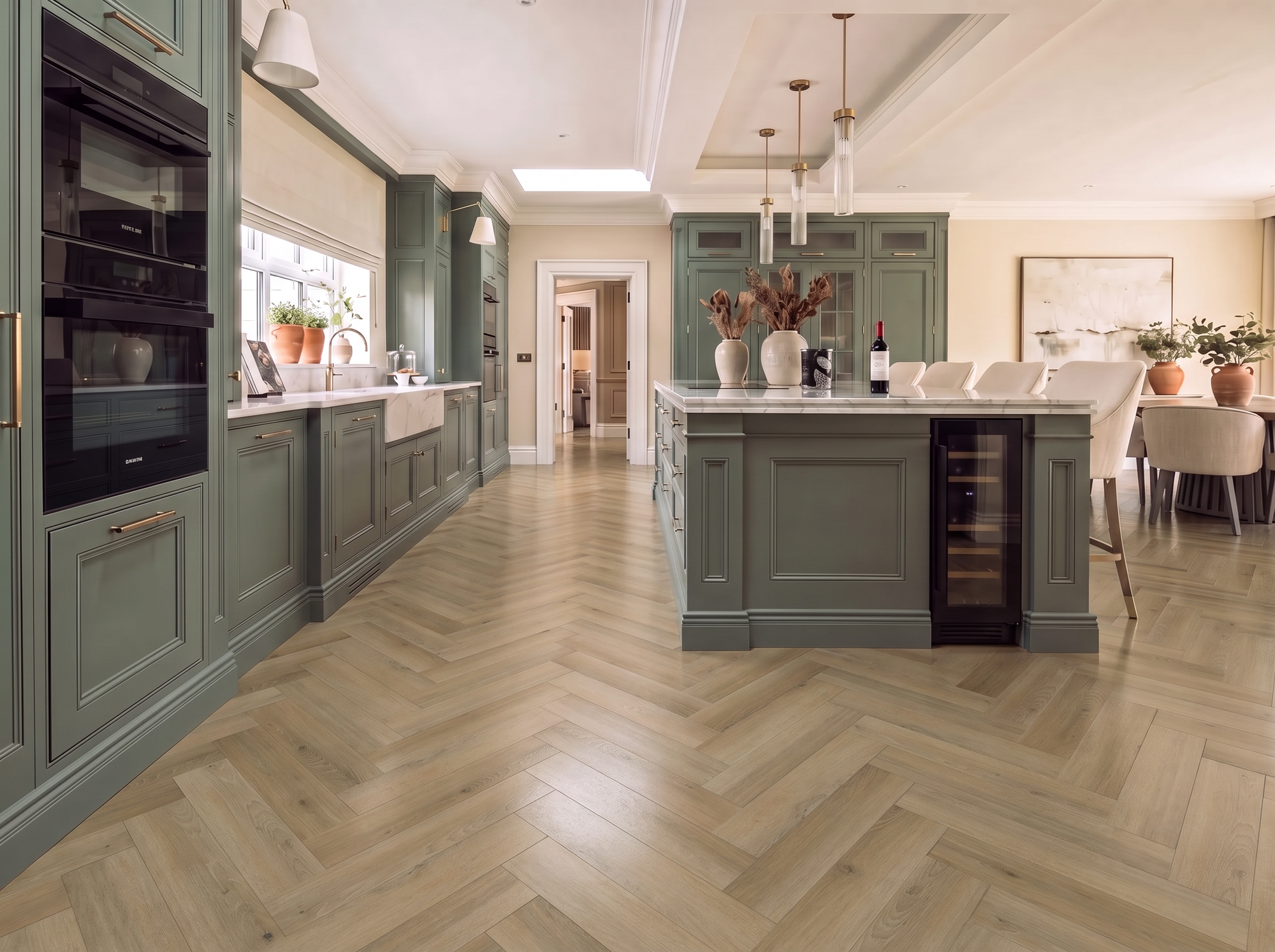Zayed Herringbone Parquet SPC Waterproof Vinyl Flooring - 126mm Wide - 8mm Thick