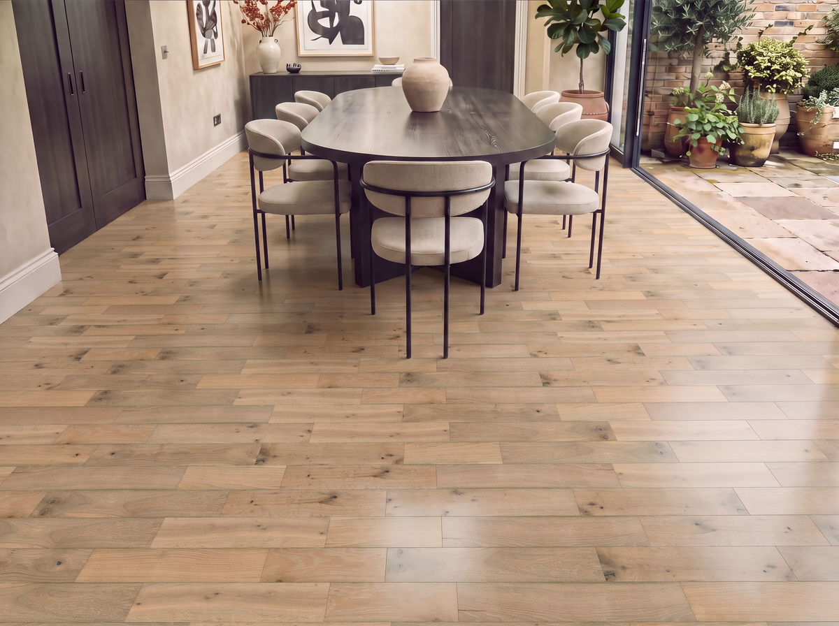 Zurich Oak Engineered Wood Flooring – Brushed, Whitewashed & Lacquered - 125mm Wide