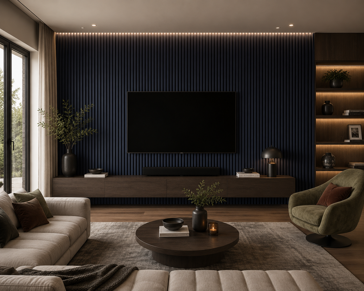 Winter Blue Wooden Wall Panelling – 21mm Thick (600mm x 2400mm)