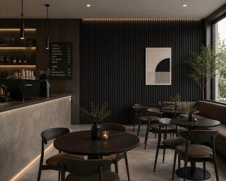 Midnight Black Matt Black Wooden Wall Panelling – 21mm Thick (600mm x 2400mm)